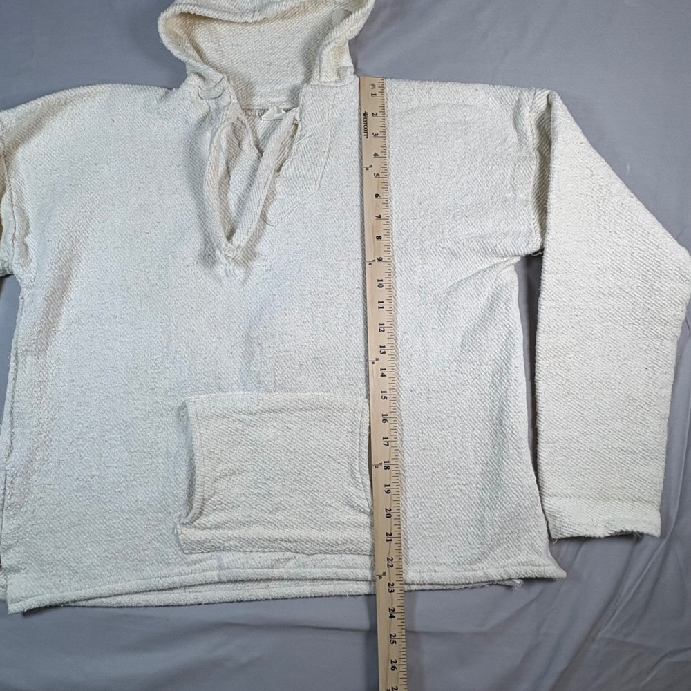 Corona Beach Club Tijuana Baja Hoodie Mens Large Cream Woven Jerga Pullover - Picture 6 of 8